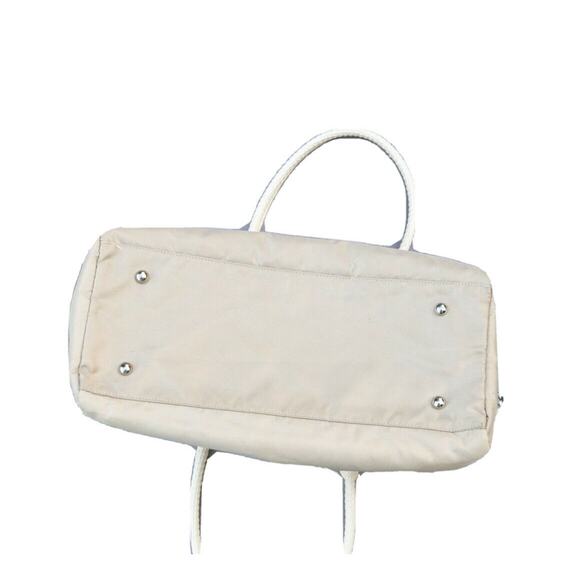 Nicole Miller Nylon Duffle Bag with Faux Croc Handles Cream Large Tan Beige - Picture 8 of 11